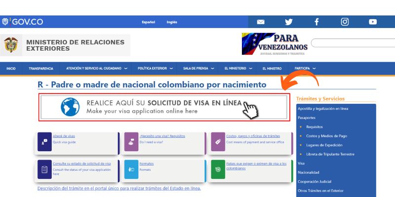 visa tipo r para padres con hijos en colombia